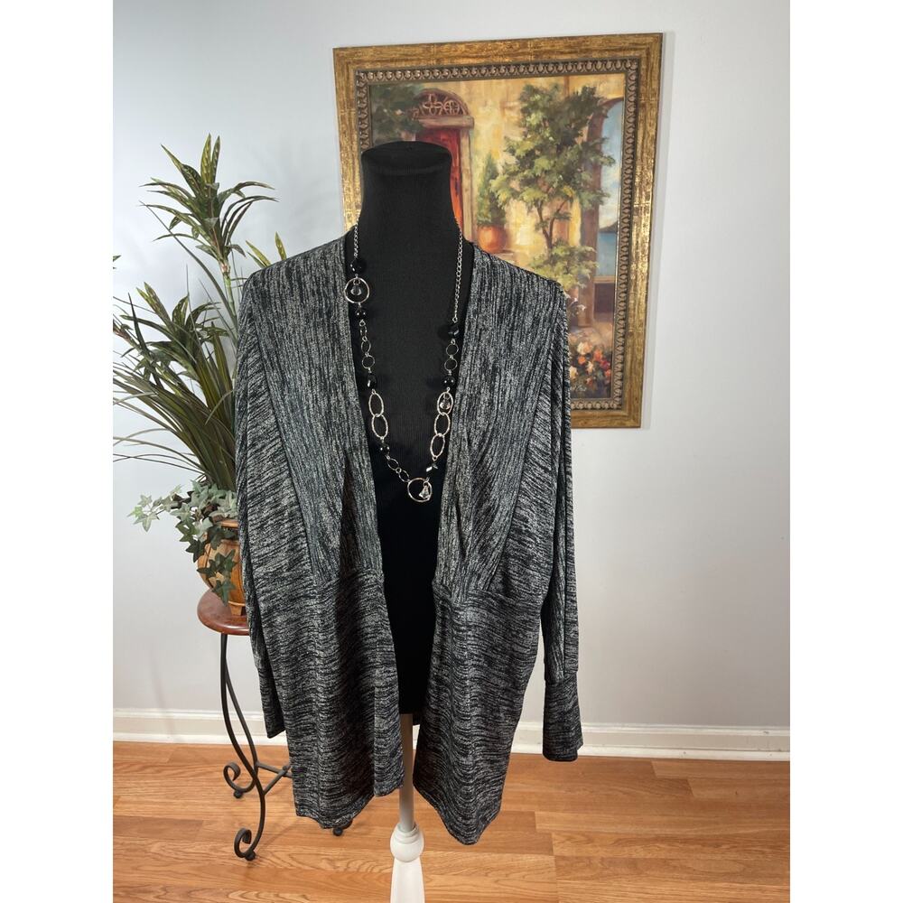 Soma Cardigan Womens‎ Medium Black Lounge Draped Front Monochrome Minimalist